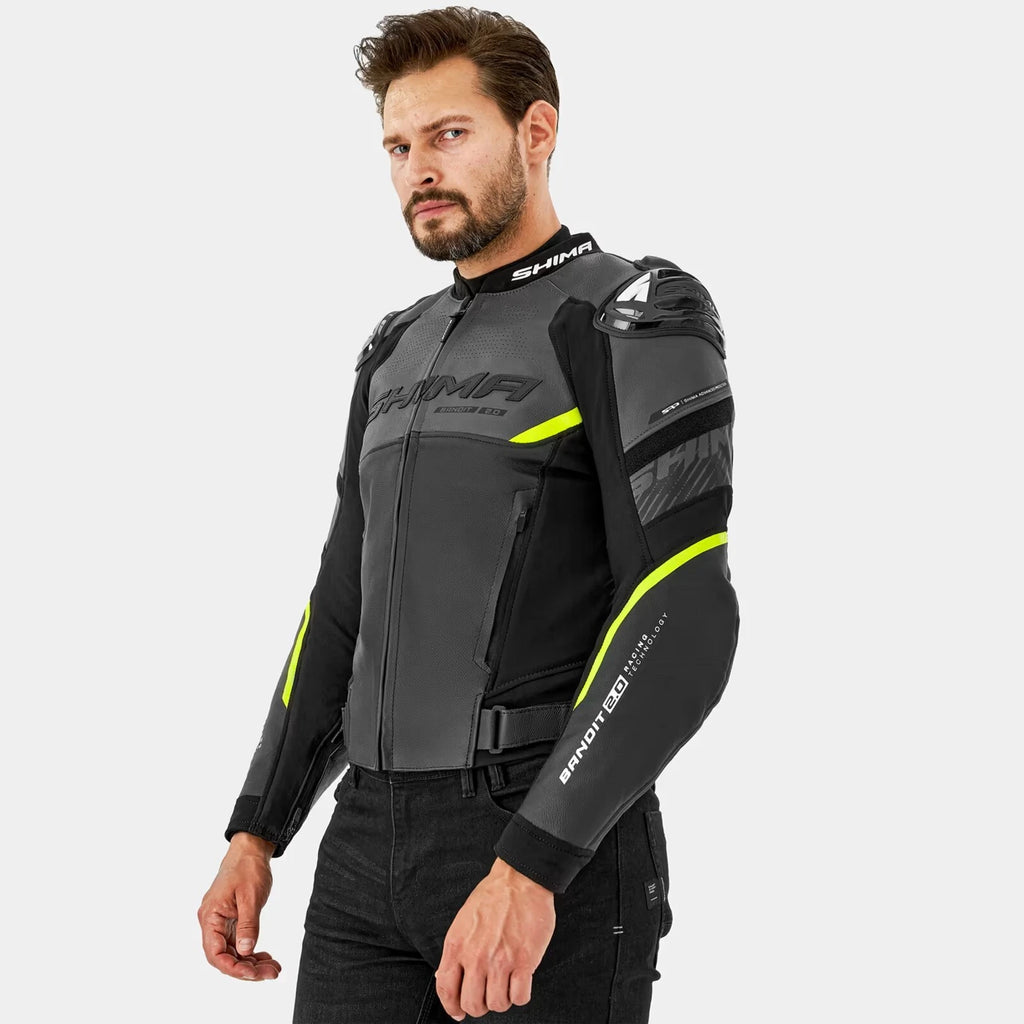SHIMA BANDIT 2.0 motoros bőrdzseki - fekete/UV