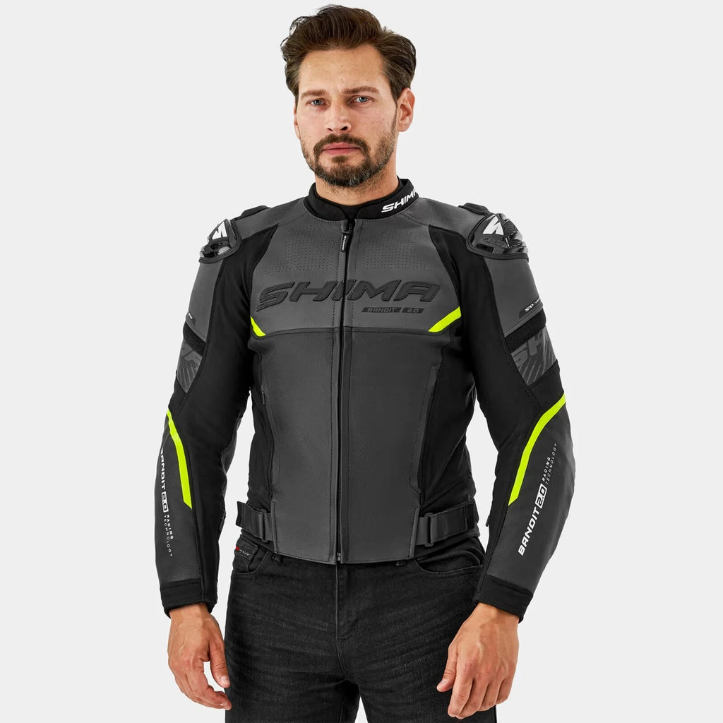 SHIMA BANDIT 2.0 motoros bőrdzseki - fekete/UV