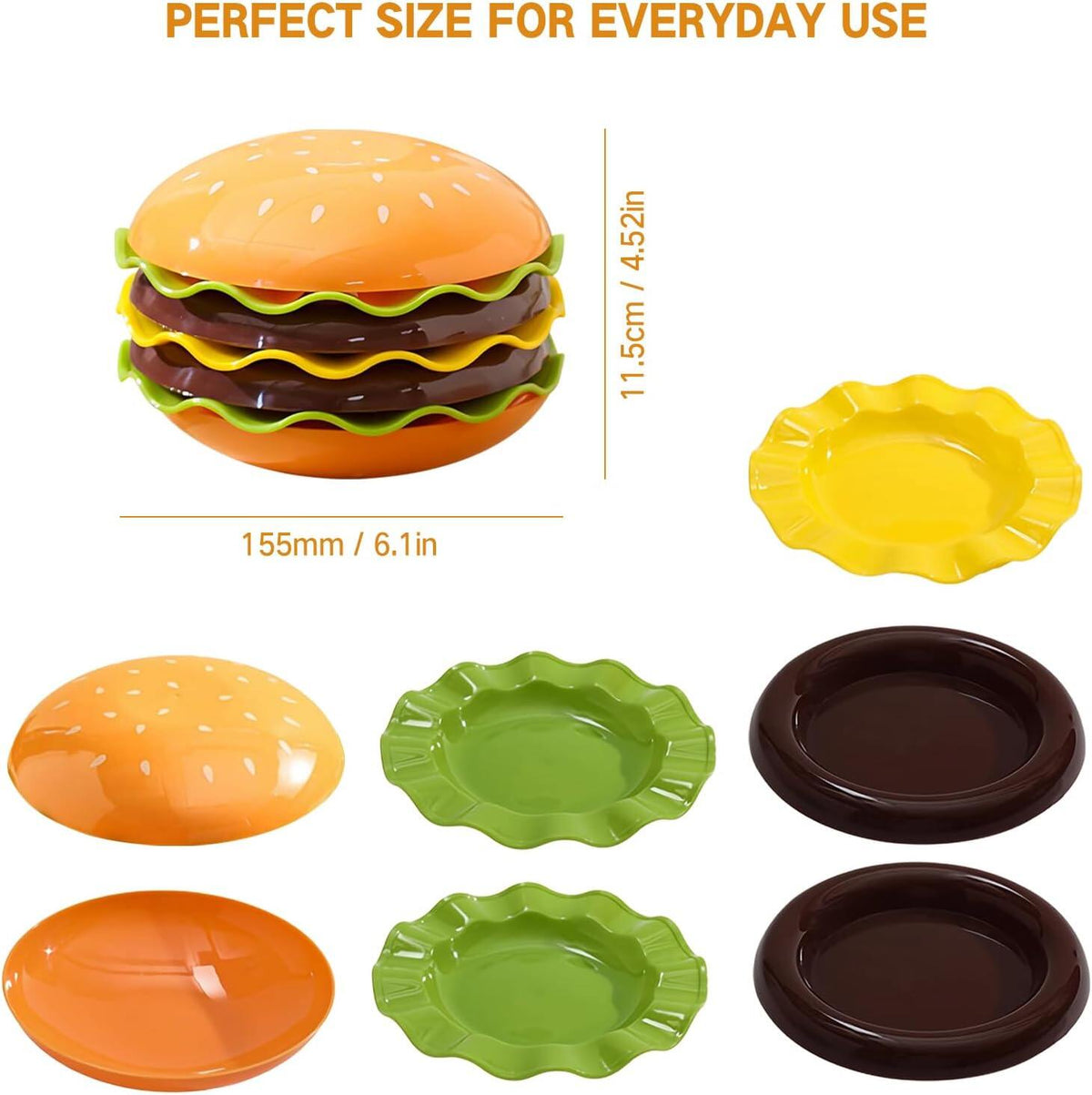 🍔Stackable Burger Plate Set - Fun Home Cooking Game, Mini Bone Spitting Plate, Nutshell Plate